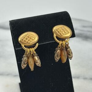 Vintage gold charm C. Stein earrings